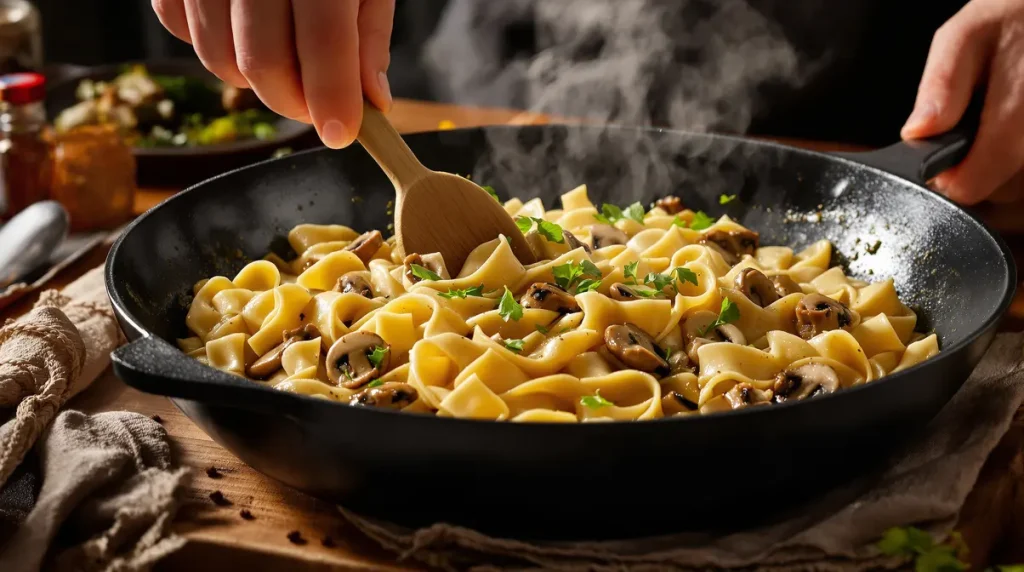 Pâtes aux champignons en one pot : crémeuses, fondantes et prêtes en 20 minutes